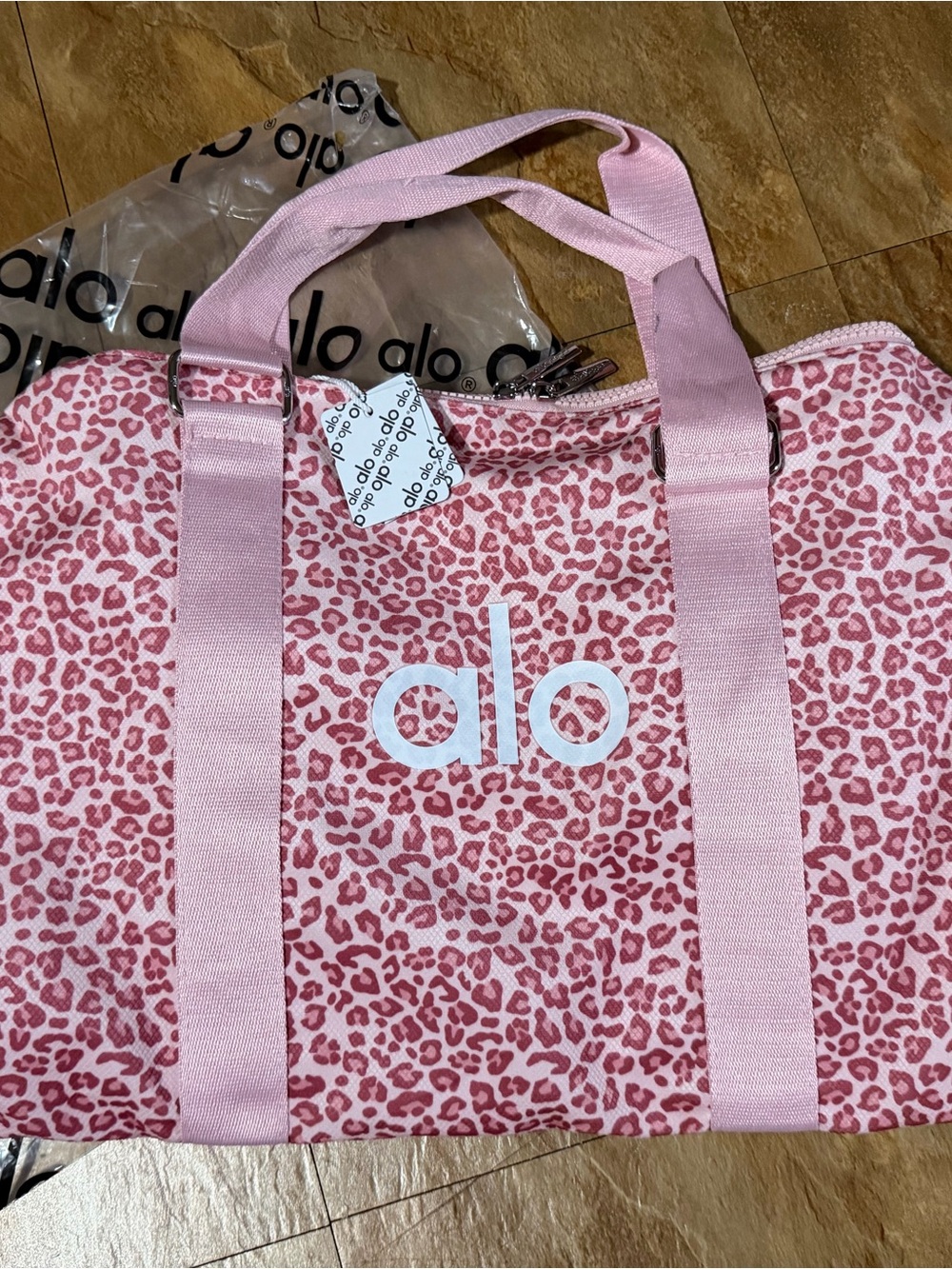 alo Pink Leopard Duffle Bag